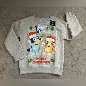 Bluey Kids Christmas Sweatshirt Heathered Grey Size XS Fleece Lined
